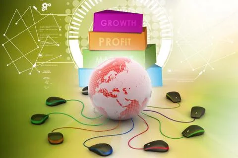 Globe connecting with computer mouse Stock Illustration