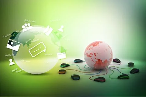 Globe connecting with computer mouse Illustrazione stock