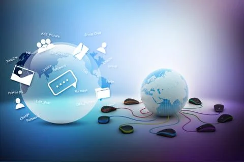 Globe connecting with computer mouse Stock Illustration