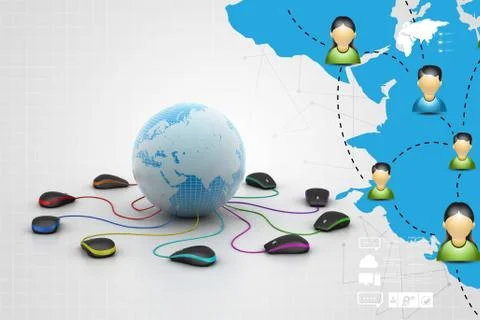 Globe connecting with computer mouse Stock Illustration