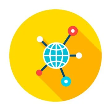 Globe Connection Graph Circle Icon Stock Illustration