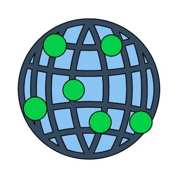 Globe Connection Point Icon Stock Illustration