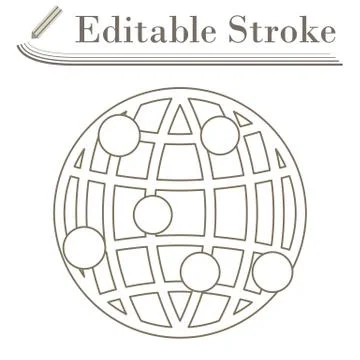 Globe Connection Point Icon Stock Illustration