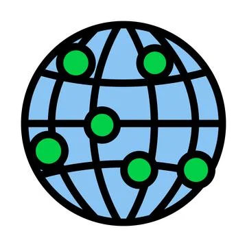 Globe Connection Point Icon Stock Illustration