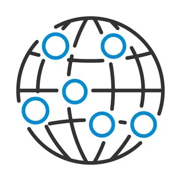 Globe Connection Point Icon Stock Illustration