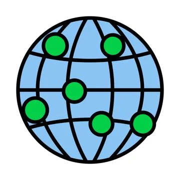 Globe Connection Point Icon Stock Illustration