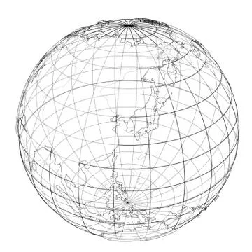 Globe contour. Vector rendering of 3d Stock Illustration