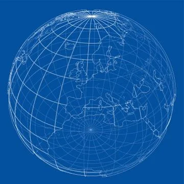 Globe contour. Vector rendering of 3d 库存插图