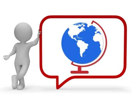 Globe Conversation Shows Worldwide Communication 3d Rendering Stock Illustration