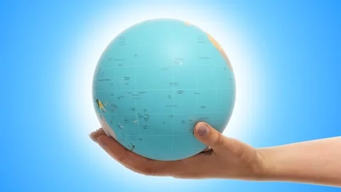 Globe With Countries On Hand Stock Footage 249614325