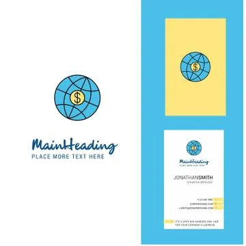 Globe Creative Logo and business card. vertical Design Vector Stock Illustration