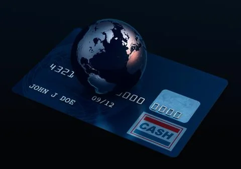 Globe on a credit card Stock Illustration