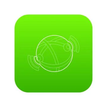 Globe database icon green vector Stock Illustration