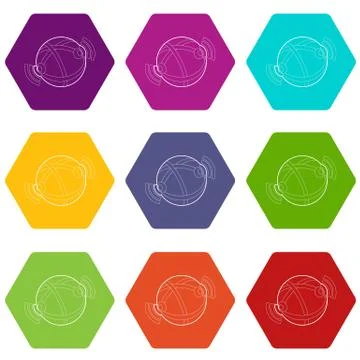 Globe database icons set 9 vector 스톡 일러스트