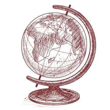 The globe Design for schools and educational institutions. Hand drawing. sketch. Stock Illustration