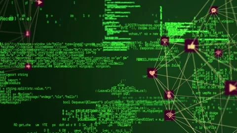 Globe of digital icons spinning over data processing against green background Stock Footage 330402322
