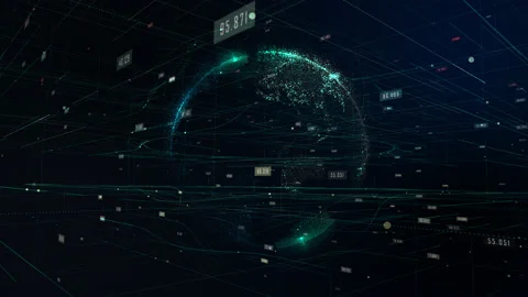 Globe digital particles with line and number random generate. Stock Footage 165168944
