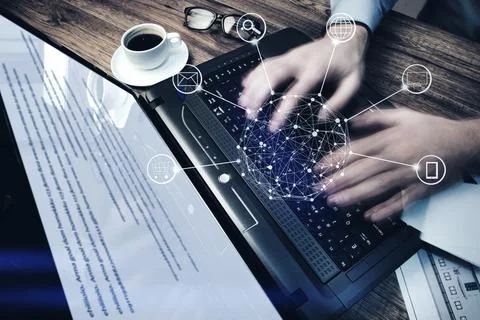 Globe on the digital technology background Stock Photos