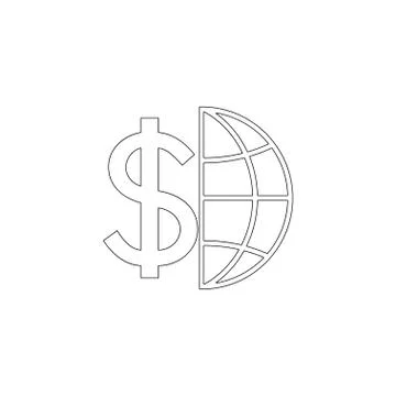 Globe with dollar. flat vector icon Illustrazione stock