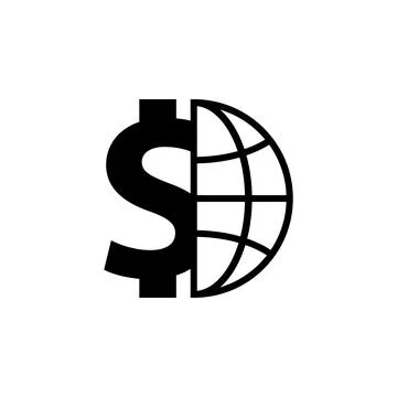 Globe with Dollar Flat Vector Icon Stock Illustration