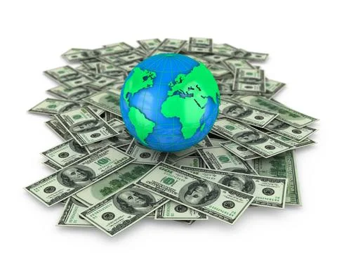 Globe on dollar notes a globe on dollar notes 3d render Copyright: xZoonar... Stock Photos