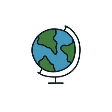 Globe doodle icon, vector color line illustration Stock Illustration
