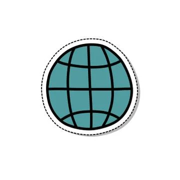 Globe doodle icon, vector sticker illustration Stock Illustration