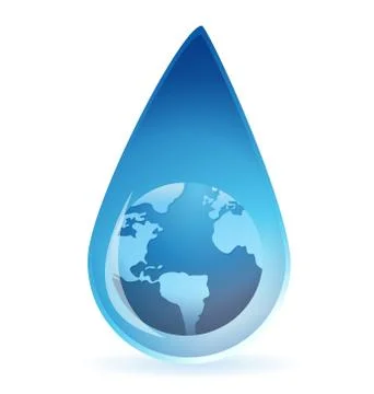 Globe in a drop illustration design over a white background Ilustração Stock