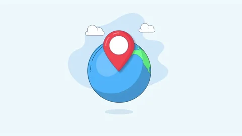 Globe earth and pin pointers line art  concept animation. Stock Footage 221416742