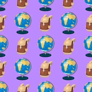 Globe earth geography educational backpack seamless pattern background planet Ilustración de archivo