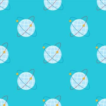 Globe earth geography element seamless pattern planet map education symbol Stock Illustration