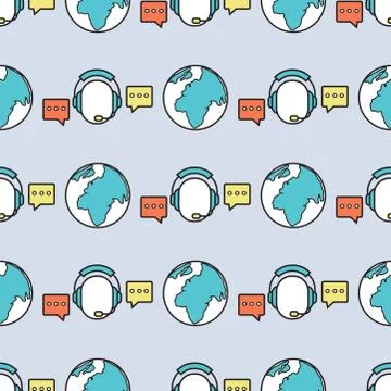 Globe earth geography element seamless pattern planet map education symbol イラスト素材