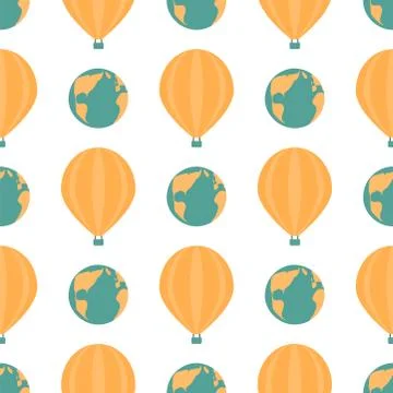 Globe earth geography element seamless pattern planet travel map education Stock Illustration
