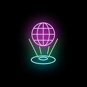 Globe earth hologram projecting technology neon lines Stock Illustration