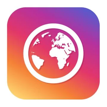 Globe earth icon with hipster button. Planet button. World symbol. Stock Illustration