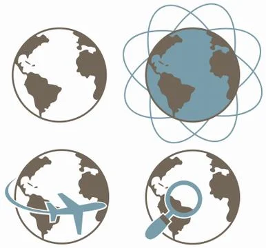 Globe earth icons set Stock Illustration