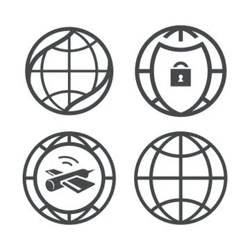 Globe earth icons set Stock Illustration