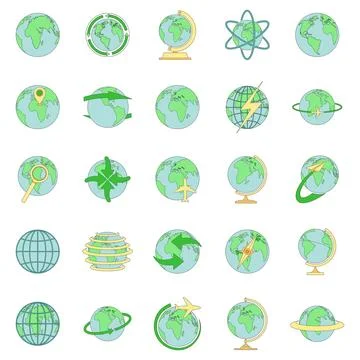 Globe Earth icons set vector color Stock Illustration