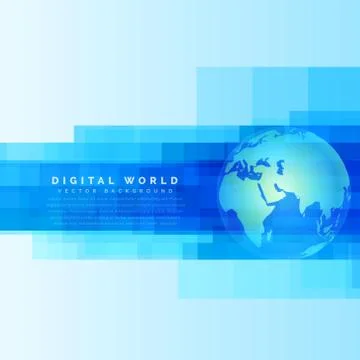 Globe earth map on abstract digital blue background Stock Illustration