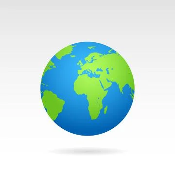 Globe earth map with shadow on a white background Stock Illustration