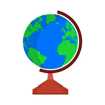 Globe Earth map world vector icon sign. Global travel planet sphere shape. Fl Stock Illustration