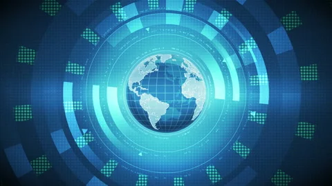 Globe Earth Planet Rotating Digital Animation Futuristic Background 库存影片 115087437