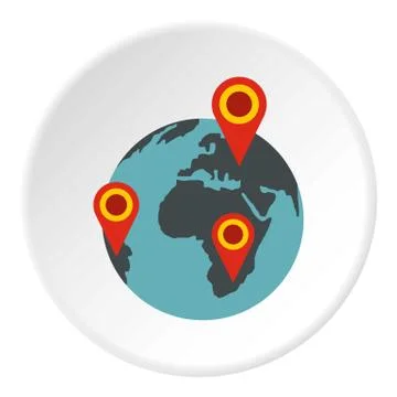 Globe earth with pointer marks icon circle 库存插图