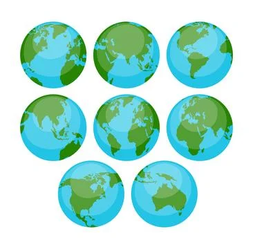 Globe earth set collection, World map in globe shape,earth hemispheres with.. Stock Illustration