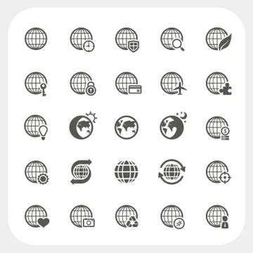 Globe earth vector icons set Stock Illustration