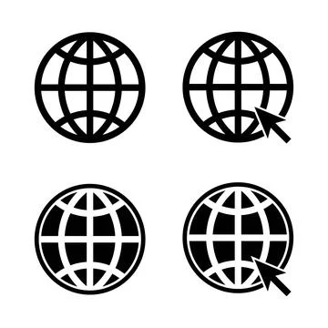Globe earth vector icons set. Internet world vector Stock Illustration