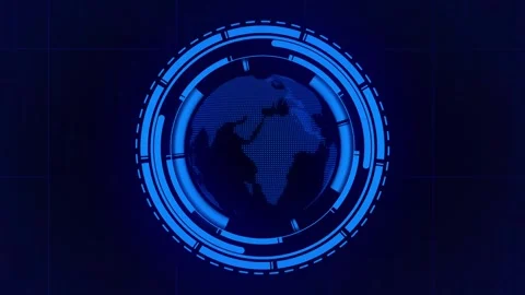 Globe earth world animation features blue digital planetary sphere outlines.. Stock Footage 341128743