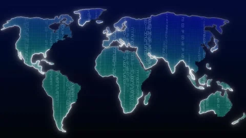 Globe earth world animation showcases a dotted international network map. E.. Stock Footage 341128752