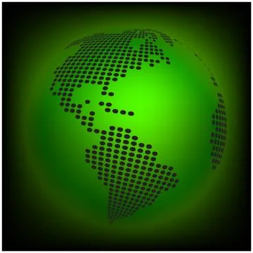 Globe earth world map - abstract dotted vector background.  Green wallpaper i Stock Illustration