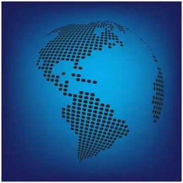 Globe earth world map - abstract dotted vector background.  Blue wallpaper il Illustrazione stock